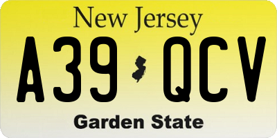 NJ license plate A39QCV