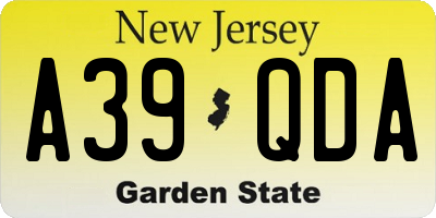 NJ license plate A39QDA