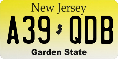 NJ license plate A39QDB