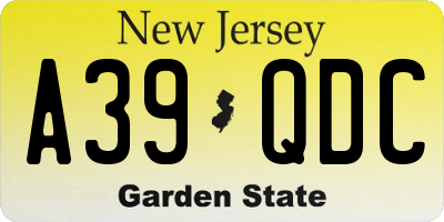 NJ license plate A39QDC