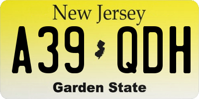 NJ license plate A39QDH