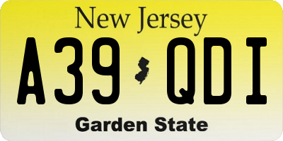 NJ license plate A39QDI