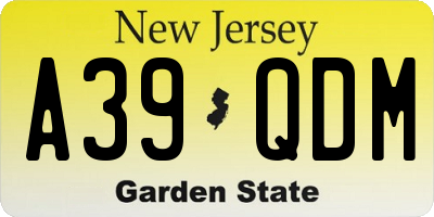 NJ license plate A39QDM