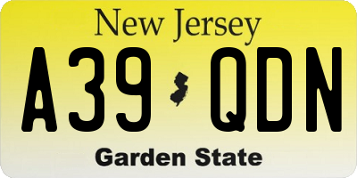 NJ license plate A39QDN