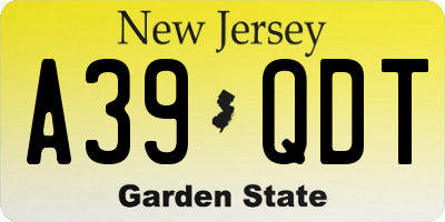 NJ license plate A39QDT
