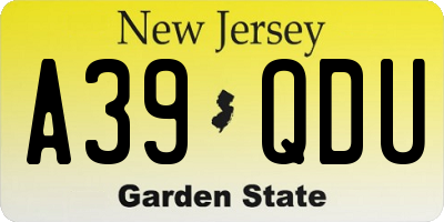 NJ license plate A39QDU