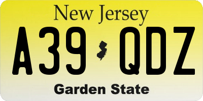 NJ license plate A39QDZ