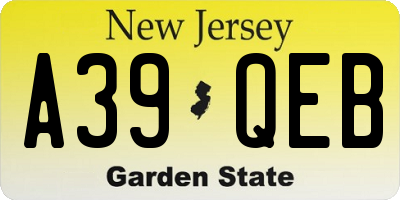 NJ license plate A39QEB