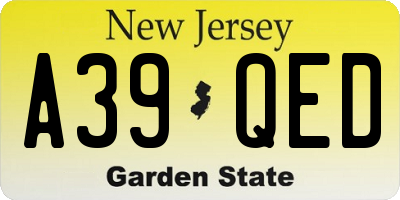 NJ license plate A39QED