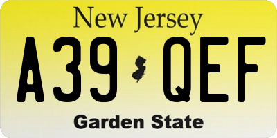 NJ license plate A39QEF
