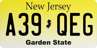 NJ license plate A39QEG