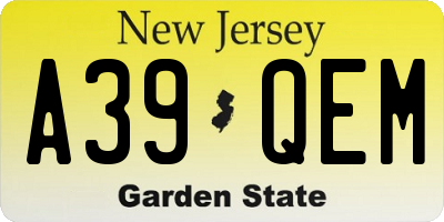 NJ license plate A39QEM
