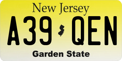 NJ license plate A39QEN