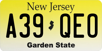 NJ license plate A39QEO