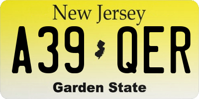 NJ license plate A39QER