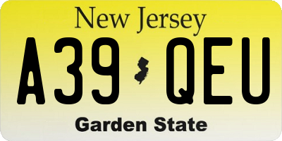 NJ license plate A39QEU