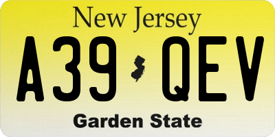 NJ license plate A39QEV