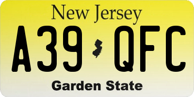 NJ license plate A39QFC