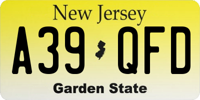 NJ license plate A39QFD