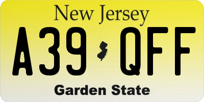 NJ license plate A39QFF