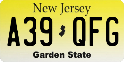 NJ license plate A39QFG