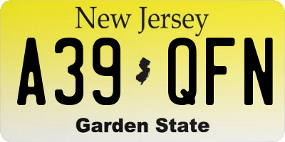 NJ license plate A39QFN