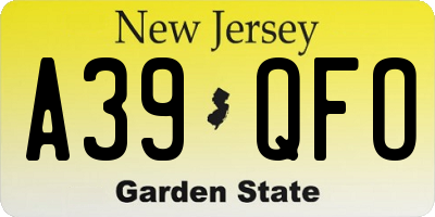 NJ license plate A39QFO