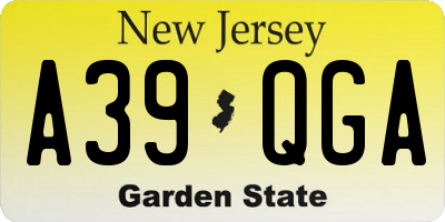 NJ license plate A39QGA