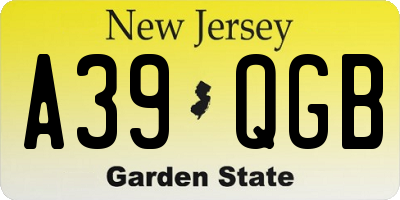 NJ license plate A39QGB