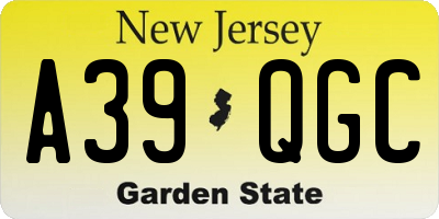 NJ license plate A39QGC