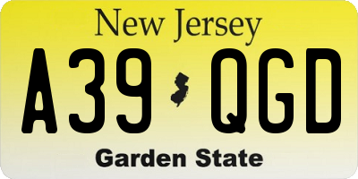 NJ license plate A39QGD