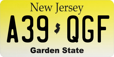 NJ license plate A39QGF