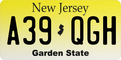 NJ license plate A39QGH