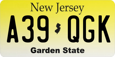 NJ license plate A39QGK