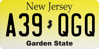 NJ license plate A39QGQ