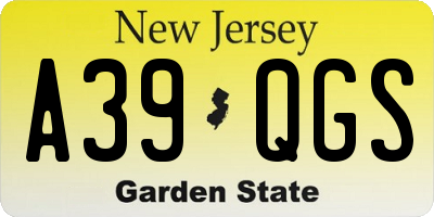NJ license plate A39QGS