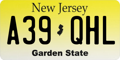 NJ license plate A39QHL