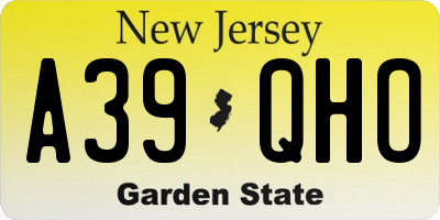 NJ license plate A39QHO