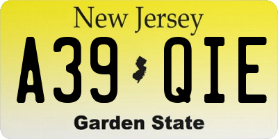 NJ license plate A39QIE