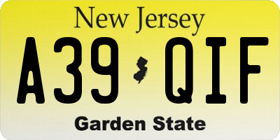 NJ license plate A39QIF