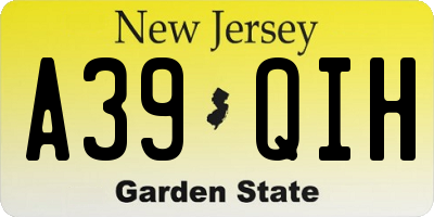 NJ license plate A39QIH
