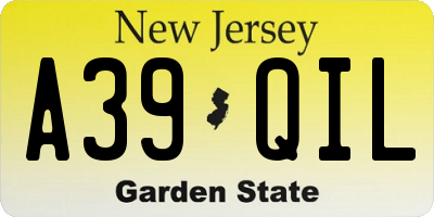 NJ license plate A39QIL