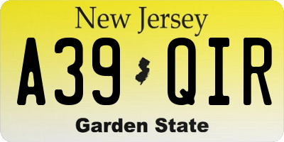 NJ license plate A39QIR