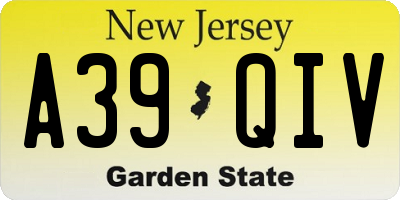 NJ license plate A39QIV