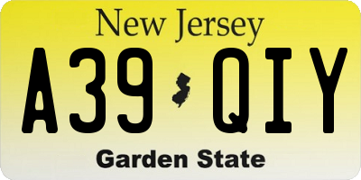 NJ license plate A39QIY