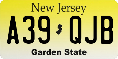 NJ license plate A39QJB