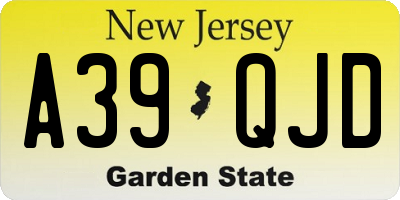 NJ license plate A39QJD