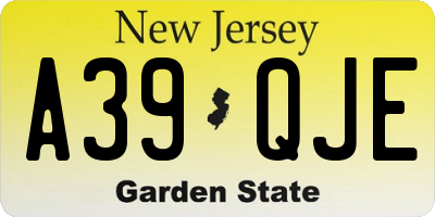 NJ license plate A39QJE