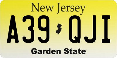 NJ license plate A39QJI