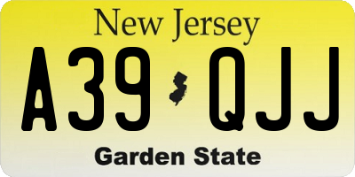 NJ license plate A39QJJ